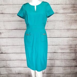 Tahari ASL 6 Linny Sheath Dress in Turquoise NWT